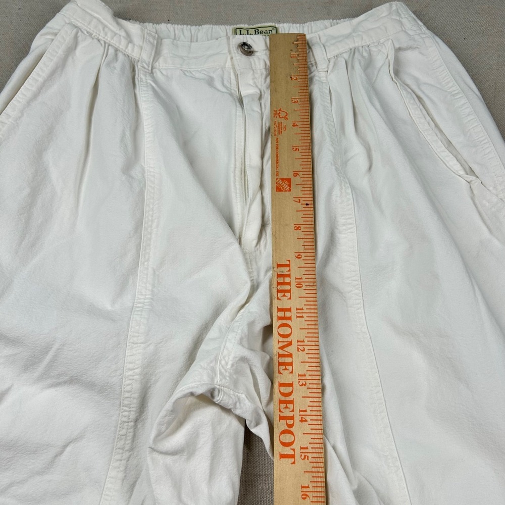 Vintage LL Bean Pants Womens 12 Linen Blend Mom High Rise Taper 80s USA White - Picture 10 of 11